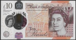 United Kingdom. 2016. 10 Pounds - Elizabeth II Jane Austen; polymer. UNC. Cat 202523. B005. RI.10