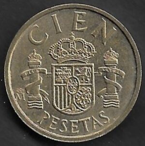 Spain. 1984. 100 Pesetas - Juan Carlos I Value as "CIEN". Aluminium, bronze. VF. 9.40g. KM 826. C010. RI. 3