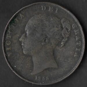 United Kingdom. 1855. 1 Penny - Victoria 1st portrait. Copper. VF. 18.61g. KM 739. C011. RI. 10