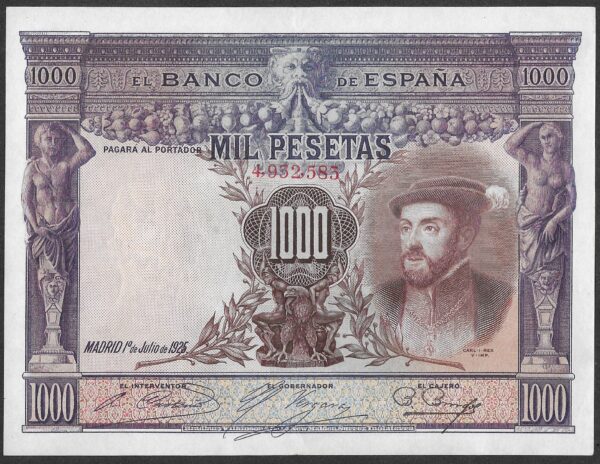 Spain. 1925. 1000 Pesetas. AU. Cat 204767. B011. RI.37