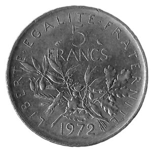 France. 1972. 5 Francs signature "O. Roty". Copper-Nickel. XF. 10g. F341. C029. RI.3