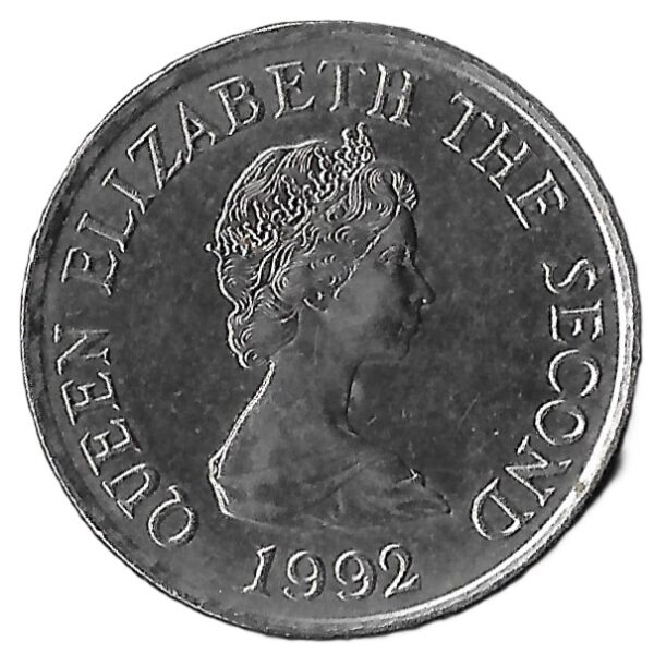 Jersey. 1992. 10 Pence - Elizabeth II 2nd portrait; small type. Copper-Nickel. Unc6.5g. KM57.2. C027. RI.6