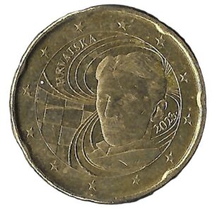 Croatia. 2023. 20 Euro Cents. Nikola Tesla. Nordic Gold. XF. 5.77g. KM139. C057. RI.8