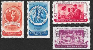 Sellos Rumania. 1953 The 4th World Youth Festival Bucharest. MNH. Mi 1435-1438