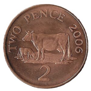 United Kingdom. Guernsey. 2007. 2 Pence - Elizabeth II 4th portrait. Copper-plated steel. AU. 7.18g. KM96. C070. RI.8