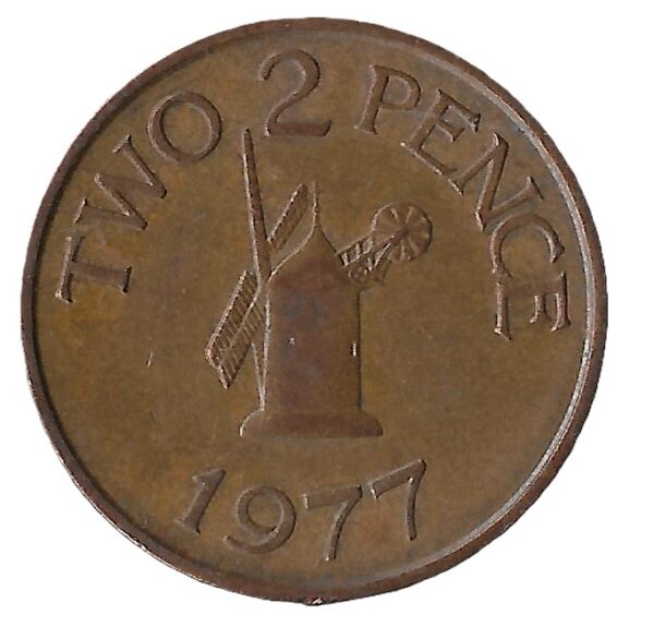 United Kingdom. Guernsey. 1977. 2 Pence - Elizabeth II. Bronze. XF. 7.15g. KM28. C071. RI.7