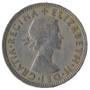 United Kingdom. 1962. 2 Shillings - Elizabeth II 1st portrait; no 'BRITT:OMN'. Copper-Nickel. VF. 11.14g. KM906. C072. RI.3