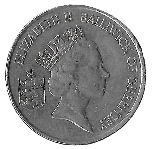 United Kingdom. Guernsey. 1992. 10 Pence - Elizabeth II 3rd portrait; small type. Copper-Nickel. XF. 6.52g. KM43.2. C075. RI.8