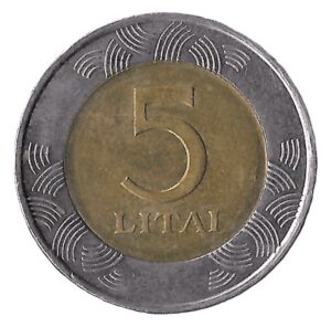 Lithuania. 1998. 5 Litai. Bimetallic. XF. 10.17g. KM113. C083. RI.7