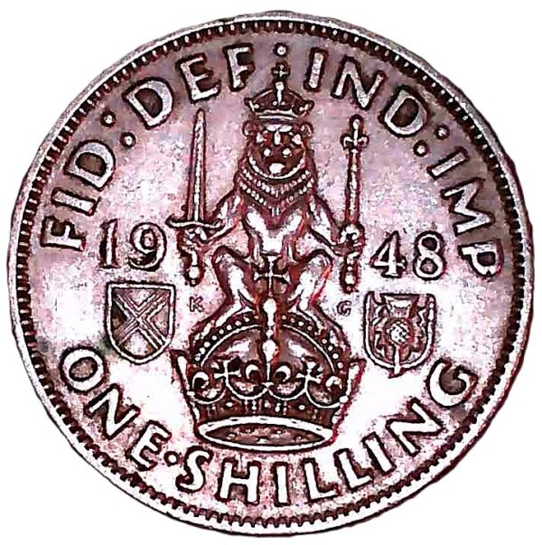 United Kingdom. 1948. 1 Shilling - George VI English crest; with 'IND:IMP'. Copper-Nickel. XF. 5.61g. KM863. C036. RI.4