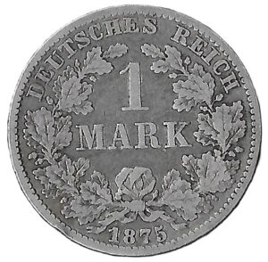 Germany. 1875. 1 Mark - Wilhelm I type 1 - large shield / small eagle. Silver (.900). F. 5.39g. KM7. C189. RI.6