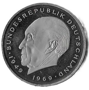 West Germany. 1980. 2 Deutsche Mark Konrad Adenauer. Copper-Nickel. Proof. 7.00g. KM124. C192. RI.4