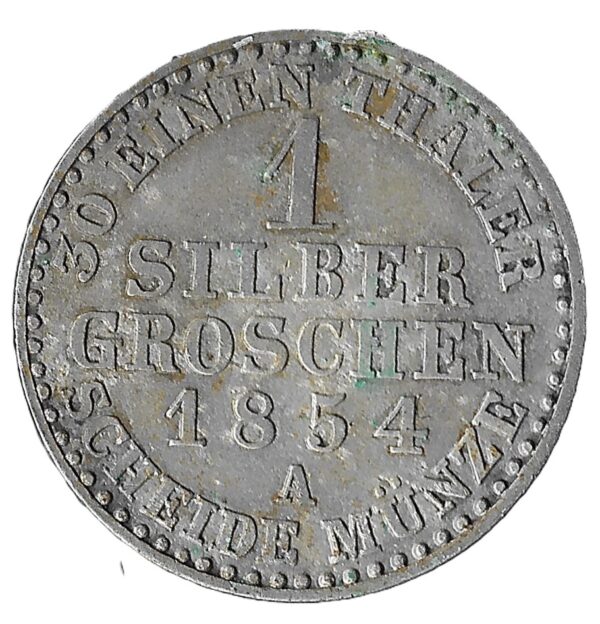 Prussia. 1854. 1 Silbergroschen - Frederick William IV. Silver (.222). VF. 2.13g. KM462. C198. RI.19