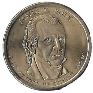 USA. 2009. 1 Dollar James K. Polk. Brass clad copper. AU. 8.01g. KM452. C213. RI.6