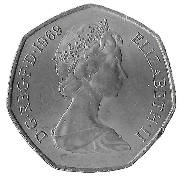 United Kingdom. 1969. 50 New Pence - Elizabeth II 2nd portrait. Copper-Nickel. AU. 13.59g. KM913. C201. RI.3