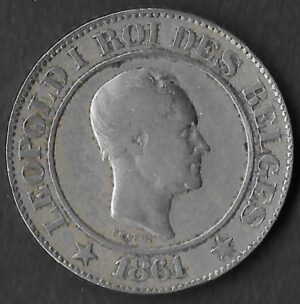 Belgium. 1861. 20 Centimes - Léopold I. Copper-Nickel. VF. 7.09g. KM20. C187. RI.13