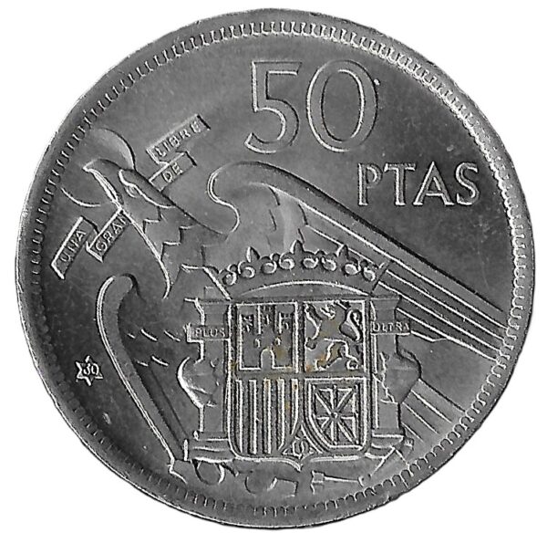 Spain. 1957 (1958). 50 Pesetas - Francisco Franco. Copper-Nickel. AU. 12.61g. KM788. C191. RI.4