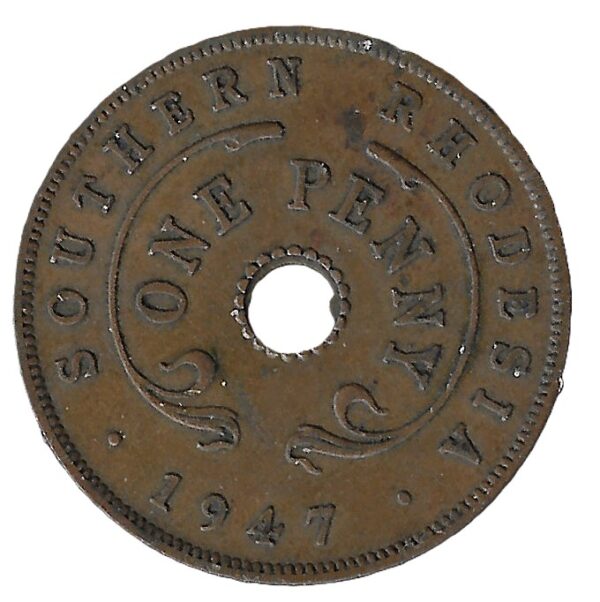 South Rhodesia. 1947. 1 Penny - George VI. Bronze. XF. 6.50g. KM8a. C188. RI.11