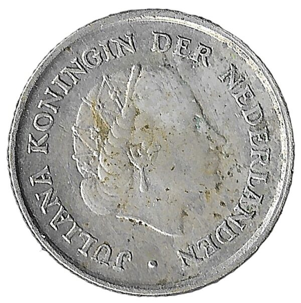 Netherlands Antilles. 1960. ⅒ Gulden - Juliana. Silver (.640). VF. 1.41g. KM3. C200. RI.8