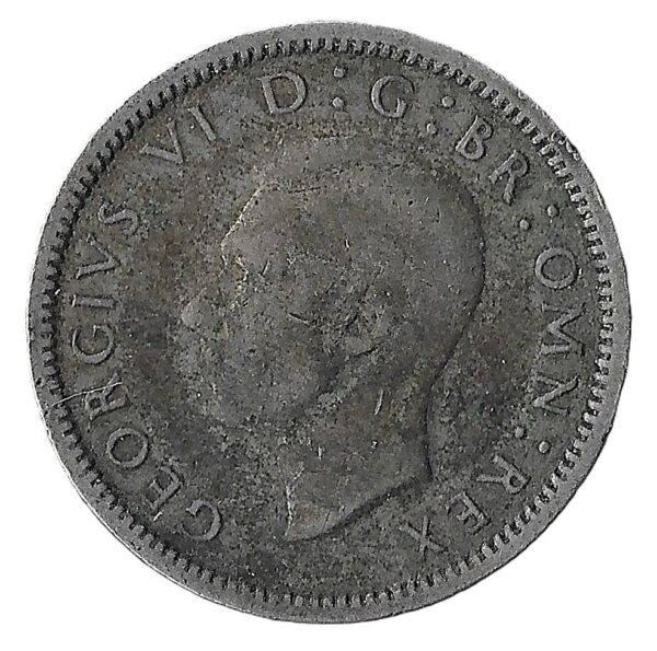 United Kingdom. 1939. 6 Pence - George VI 1st coinage. Silver (.500). F. 2.73g. KM852. C209. RI.4