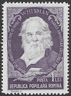 Romania. 1955 Poets and Novelists. Walt Whitman. 1.75L. MNH. Cat Mi1559