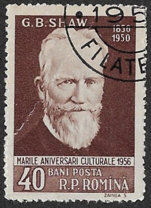 Romania. 1956 Personalities. Bernard Shaw. 40B. Cancelled. Mi1606