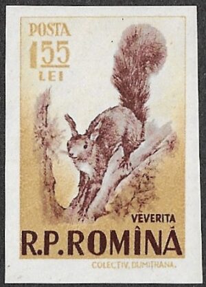 Romania. 1956 Game Animals, Imperforated. 1.55L. MNH. Mi1621