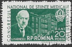 Romania. 1957 National Medical Congress, Bucharest. Gheorghe Marinescu (186301938). 20B. Cancelled. Mi1635