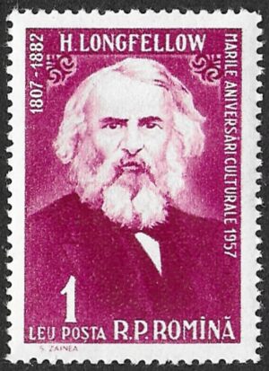 Romania. 1958 Culture. Henry Wadsworth Longfellow. 1L. MNH. Mi1713