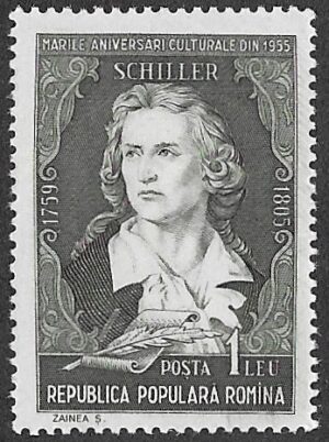 Romania. 1955 Poets and Novelists. Friedrich von Schiller. 1L. MNH. Cat Mi1557