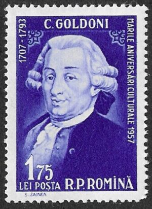 Romania. 1958 Culture. Carlo Goldoni. 1.75L. MNH. Mi1714