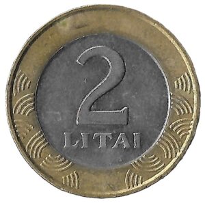 Lithuania. 1999. 2 Litai. Bimetallic. XF. 7.52g. KM112. C087. RI.6