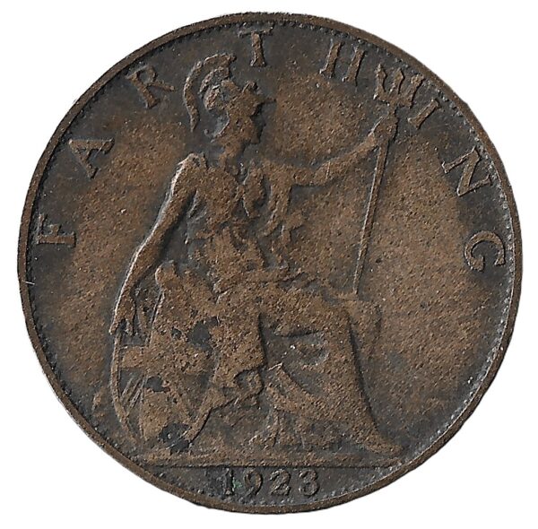 United Kingdom. 1923. 1 Farthing - George V. Bronze. XF. 2.84g. KM808. C092. RI.4