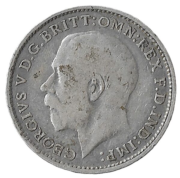 United Kingdom. 1915. 3 Pence - George V 1st issue; incl. Maundy. Silver (.925). VG. 1.38g. KM813. C093. RI.4