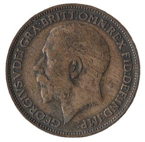 United Kingdom. 1923. 1 Farthing - George V. Bronze. XF. 2.84g. KM808. C092. RI.4