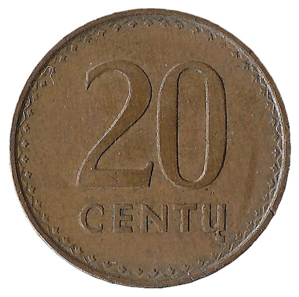 Lithuania. 1991. 20 Centu. Bronze. XF. 2.07g. KM89. C096. RI.8