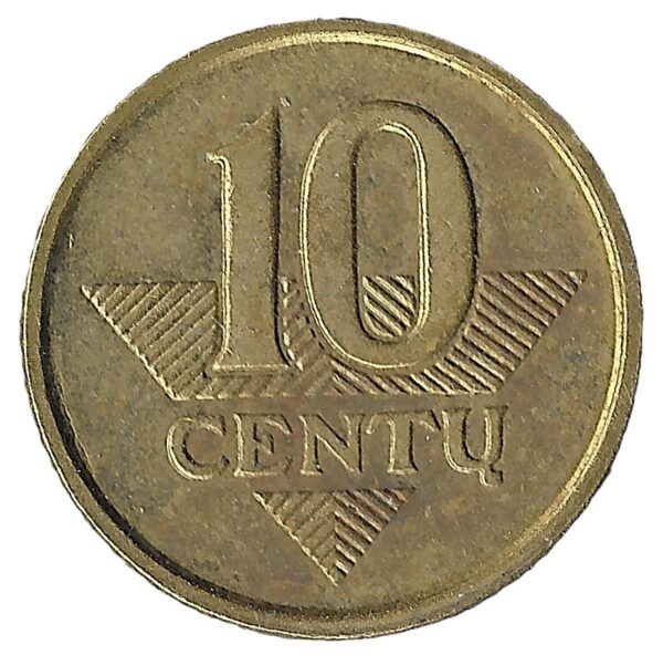 Lithuania. 1998. 10 Centu. Nickel Brass. XF. 2.61g. KM106. C095. RI.5