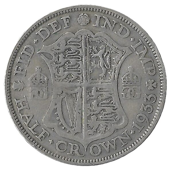 United Kingdom. 1933. ½ Crown - George V 4th type. Silver (.500). VF. 13.72g. KM835. C097. RI.6