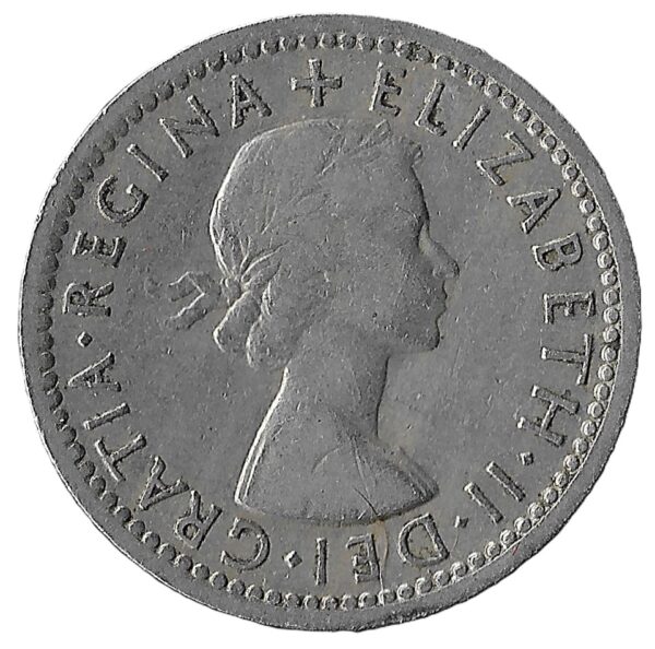 United Kingdom. 1954. 6 Pence - Elizabeth II 1st portrait; no 'BRITT:OMN'. Copper-Nickel. XF. 2.81g. KM903. C114. RI.3