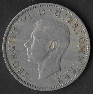 United Kingdom. 1949. 2 Shillings - George VI Scottish crest; without 'IND:IMP'. Copper-Nickel. XF. 11.31g. KM878. C116. RI.4