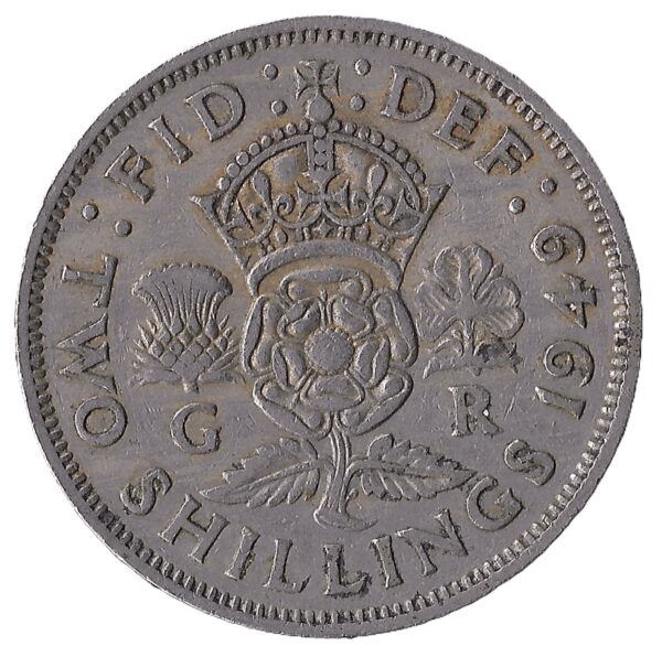 United Kingdom. 1949. 2 Shillings - George VI Scottish crest; without 'IND:IMP'. Copper-Nickel. XF. 11.31g. KM878. C116. RI.4