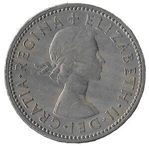 United Kingdom. 1959. 1 Shilling - Elizabeth II English shield; no 'BRITT:OMN'. Copper-Nickel. XF. 5.62g. KM904. C120. RI.3