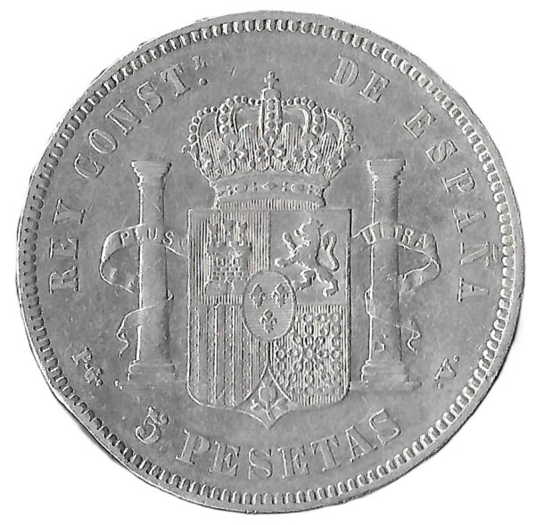 Spain. 1894. 5 Pesetas - Alfonso XIII 2nd portrait. Silver (.900). AU. 24.98g. KM700. C123. RI.14