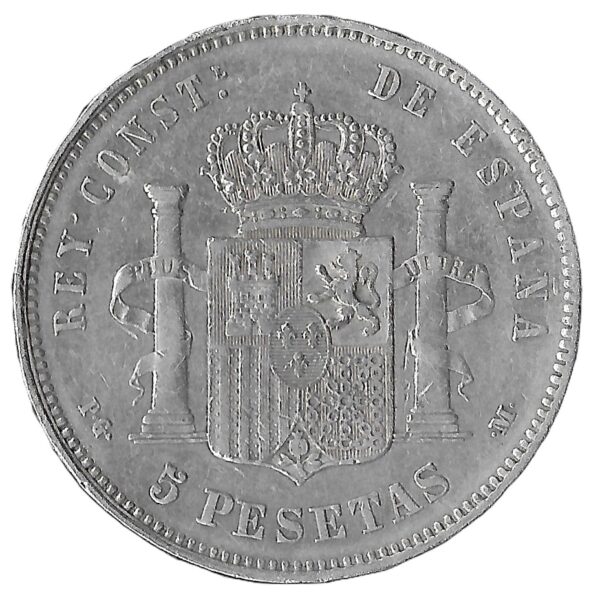 Spain. 1892. 5 Pesetas - Alfonso XIII 2nd portrait. Silver (.900). XF. 24.73g. KM700. C121. RI.14