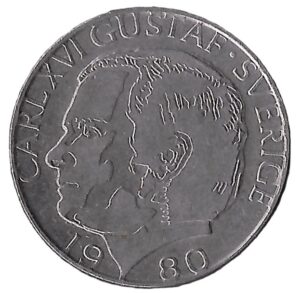 Sweden. 1980. 1 Krona - Carl XVI Gustaf. Copper-Nickel. AU. 6.92g. KM852. C132. RI.3