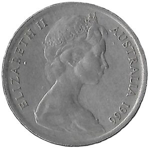 Australia. 1966. 5 Cents - Elizabeth II 2nd Portrait. Copper-Nickel. XF. 2.83g. KM64. C141. RI.3