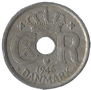 Denmark. 1946. 25 Øre - Christian X. Copper-Nickel. VF. 4.52g. KM823. C147. RI.7