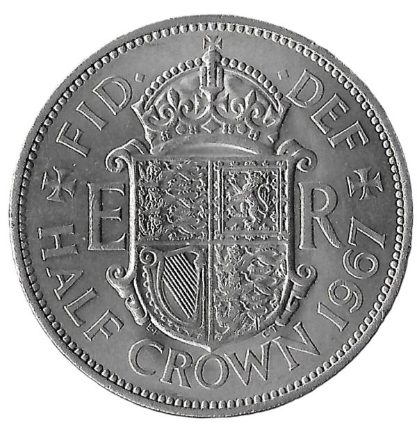 United Kingdom. 1967. ½ Crown - Elizabeth II 1st portrait; no 'BRITT:OMN'. Copper-Nickel. AU. 14.42g. KM907. C151. RI.4