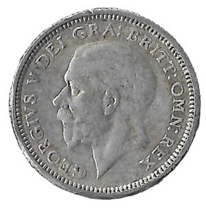 United Kingdom. 6 Pence - George V 3rd coinage; Modified Effigy. Silver (.500). XF. 2.80g. KM828. C150. RI.10