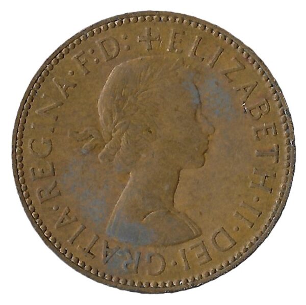 United Kingdom. 1960. ½ Penny - Elizabeth II 1st portrait; without 'BRITT:OMN'. Bronze. XF. 5.71g. KM896. C156. RI.3